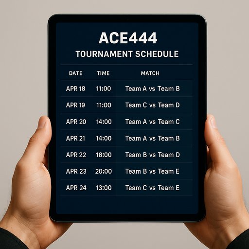 ACE444 tournament schedule on tablet